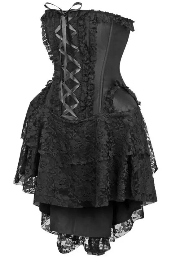 Top Drawer Steel Boned Strapless Black Lace Victorian Corset Dress Daisy Corsets