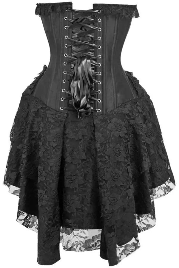 Top Drawer Steel Boned Strapless Black Lace Victorian Corset Dress Daisy Corsets