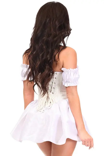 Top Drawer Steel Boned White Brocade & Taffeta Corset Dress Daisy Corsets