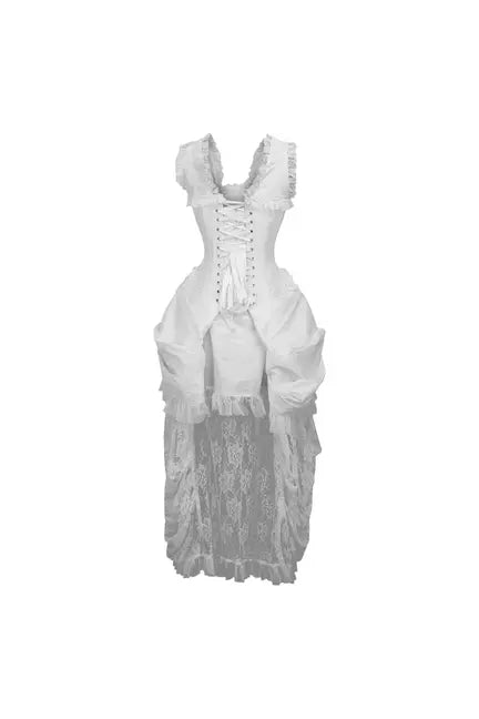 Top Drawer Steel Boned White Lace Victorian Bustle Corset Dress Daisy Corsets