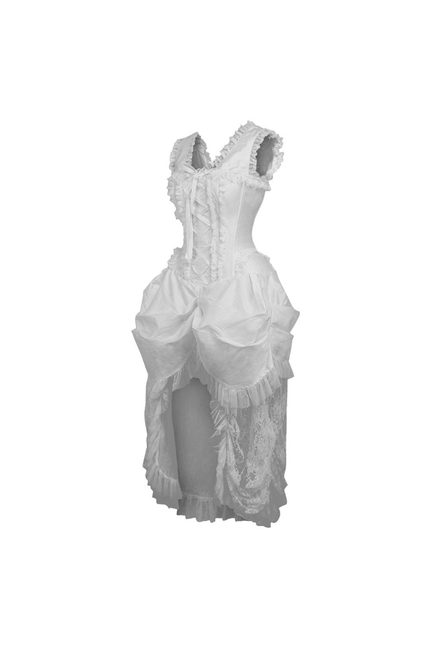 Top Drawer Steel Boned White Lace Victorian Bustle Corset Dress Daisy Corsets