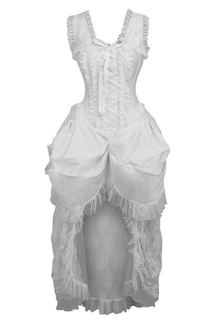 Top Drawer Steel Boned White Lace Victorian Bustle Corset Dress Daisy Corsets