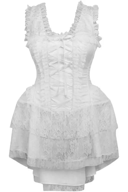 Top Drawer Steel Boned White Lace Victorian Corset Dress Daisy Corsets