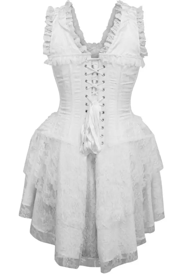Top Drawer Steel Boned White Lace Victorian Corset Dress Daisy Corsets