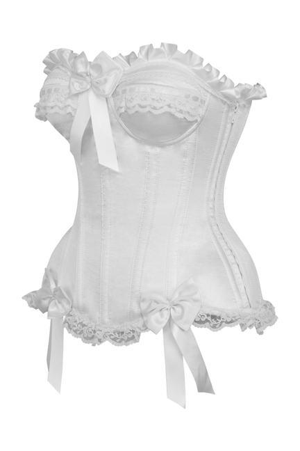 Top Drawer White Satin Steel Boned Burlesque Corset Daisy Corsets