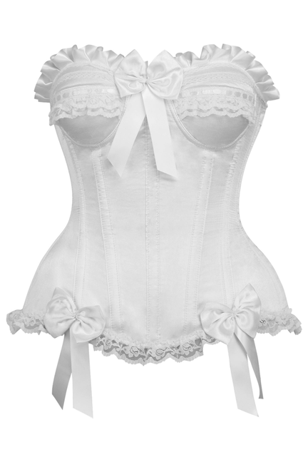 Top Drawer White Satin Steel Boned Burlesque Corset Daisy Corsets