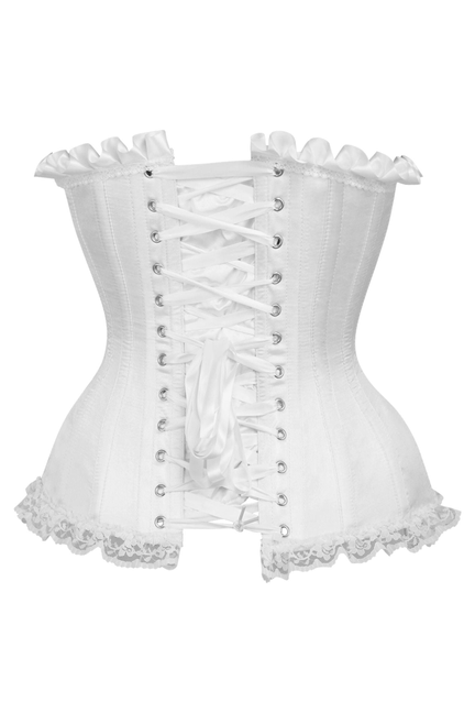 Top Drawer White Satin Steel Boned Burlesque Corset Daisy Corsets