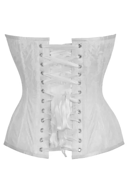 Top Drawer White Satin w/White Lace Overlay Steel Boned Overbust Corset Daisy Corsets