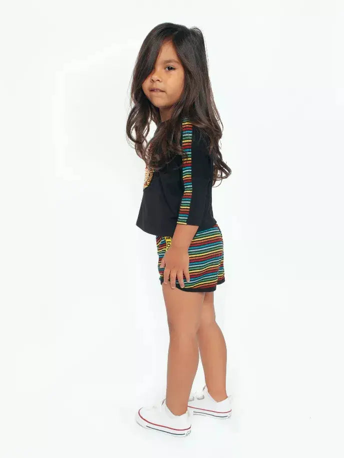 Top With Stripe Insert And Sequin Smiley Patch Little Mass