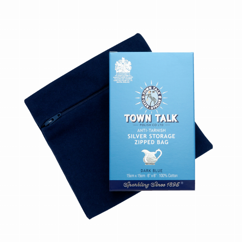 Town Talk Silver Storage Bag 6 x 6" Zipped Corbell Silver