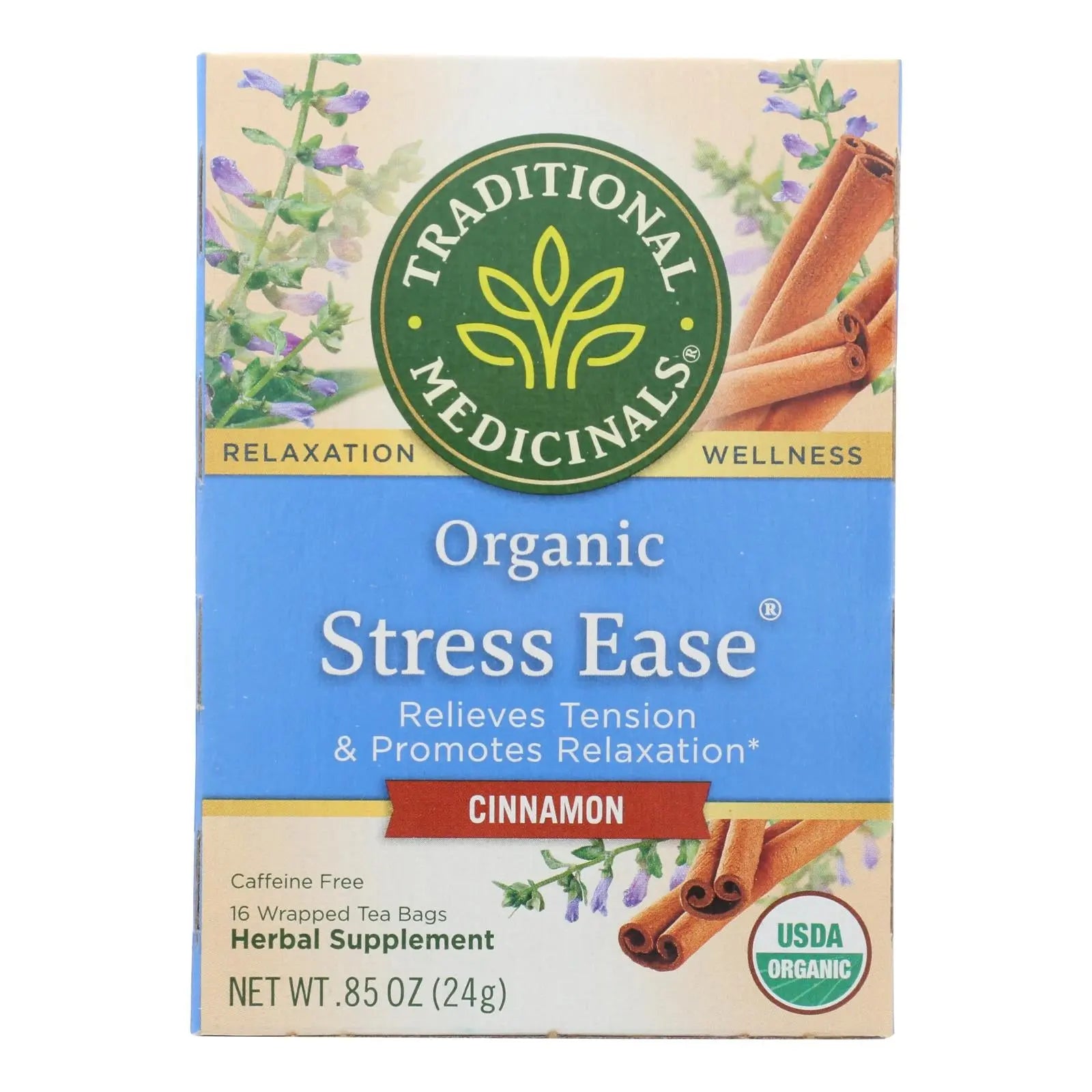 Traditional Medicinals Relaxation Tea - Stress Ease Cinnamon - Case Of 6 - 16 Bags Traditional Medicinals