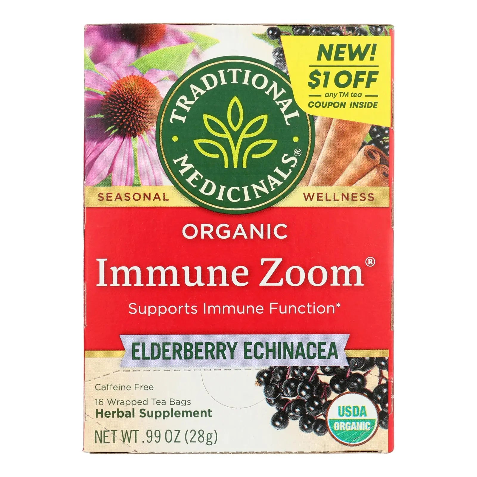 Traditional Medicinals - Tea Immuz Elbry Echin - Case Of 6-16 Bag Traditional Medicinals