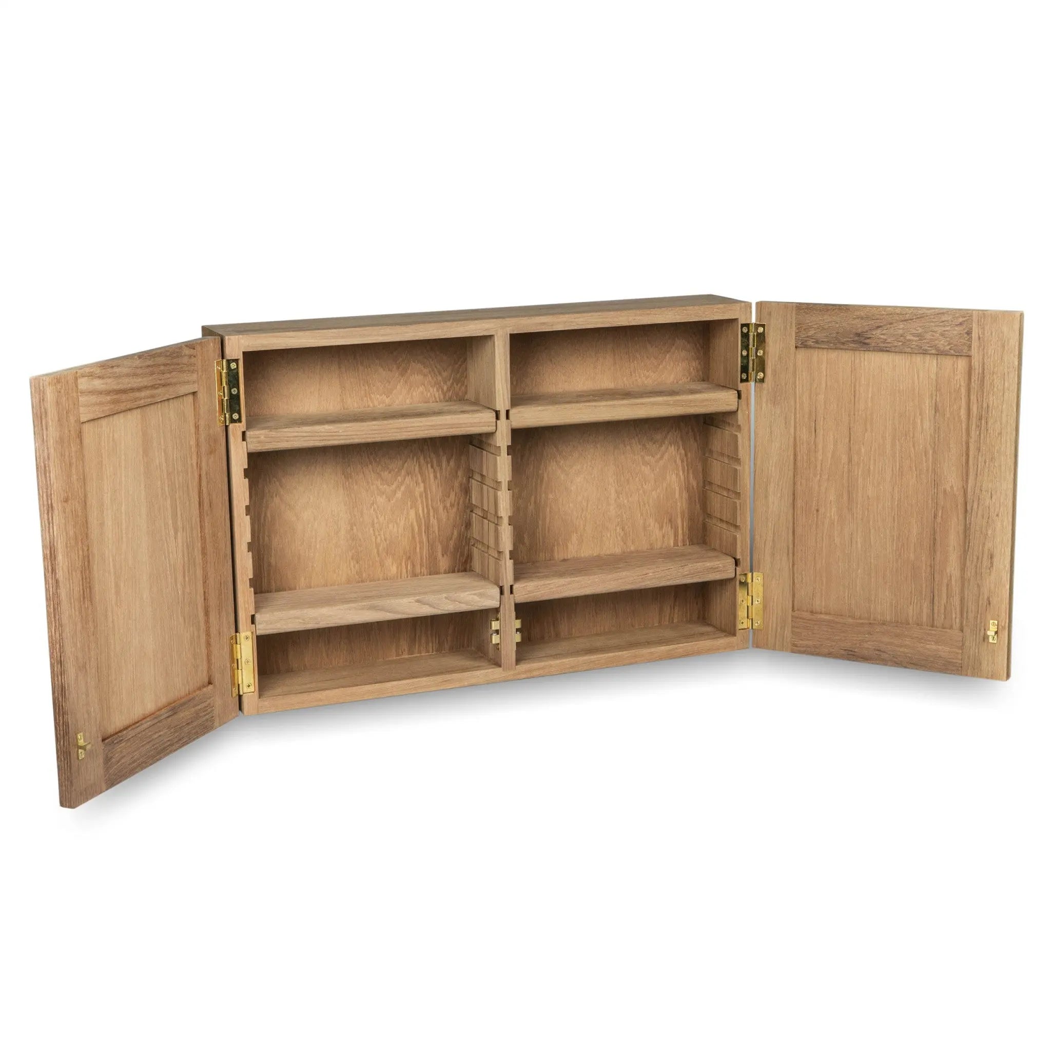 Traditional Solid Teak Double Door Mirrored Medicine Cabinet Homeroots Bed & Bath