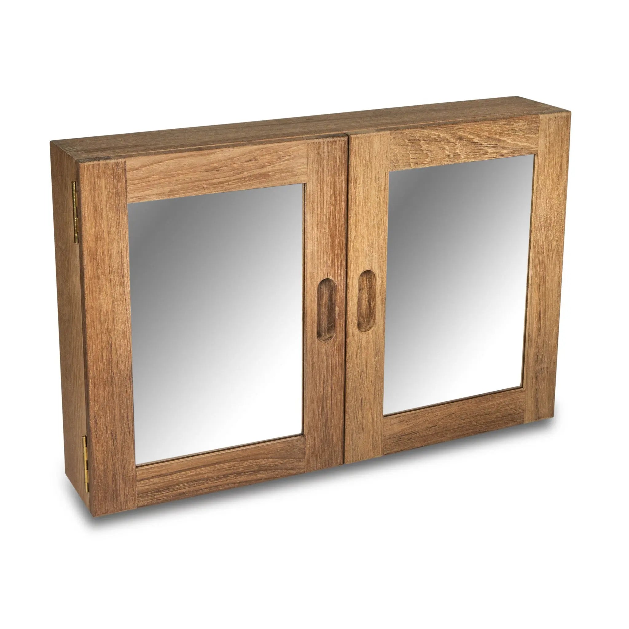Traditional Solid Teak Double Door Mirrored Medicine Cabinet Homeroots Bed & Bath
