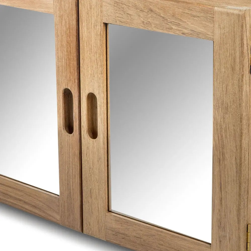 Traditional Solid Teak Double Door Mirrored Medicine Cabinet Homeroots Bed & Bath