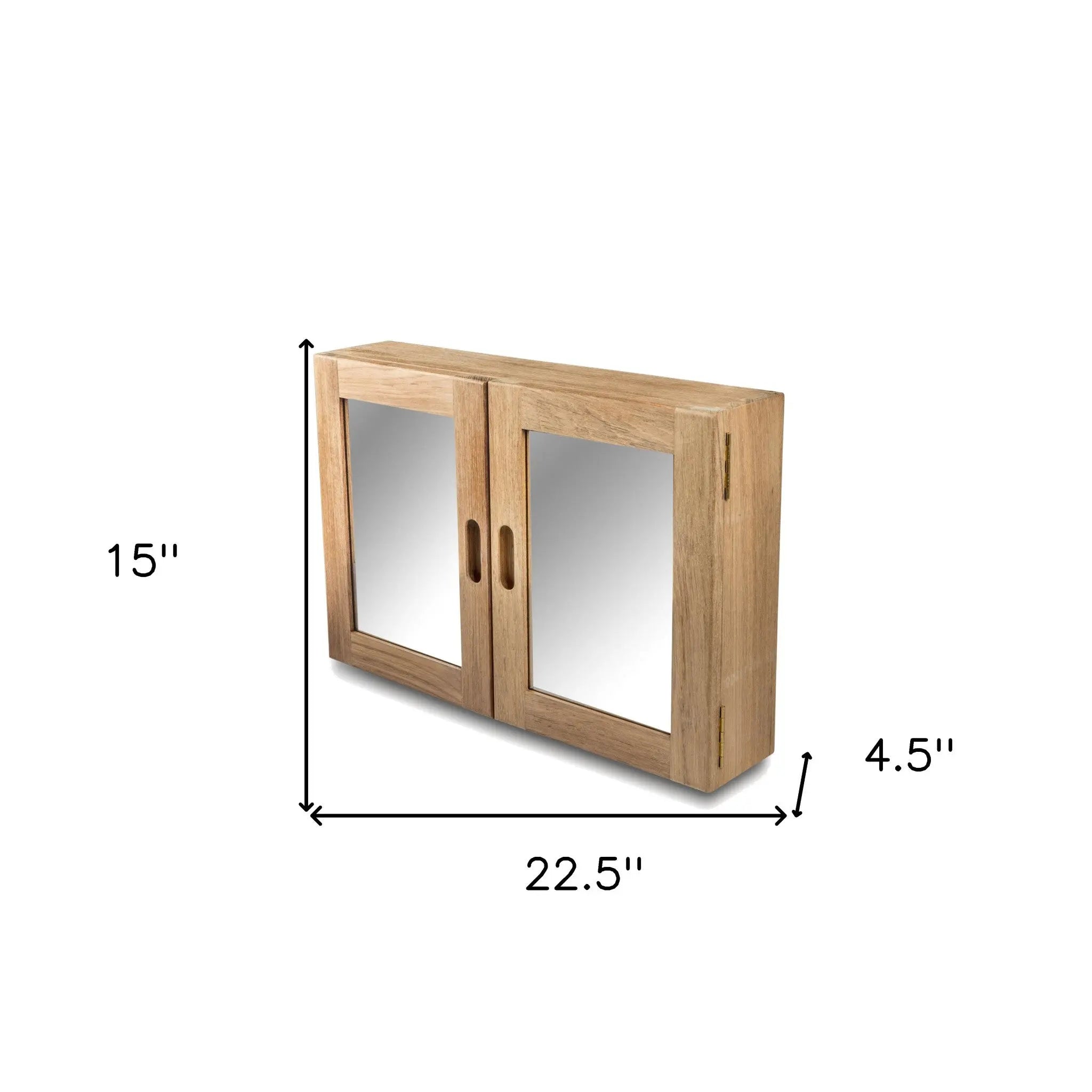 Traditional Solid Teak Double Door Mirrored Medicine Cabinet Homeroots Bed & Bath