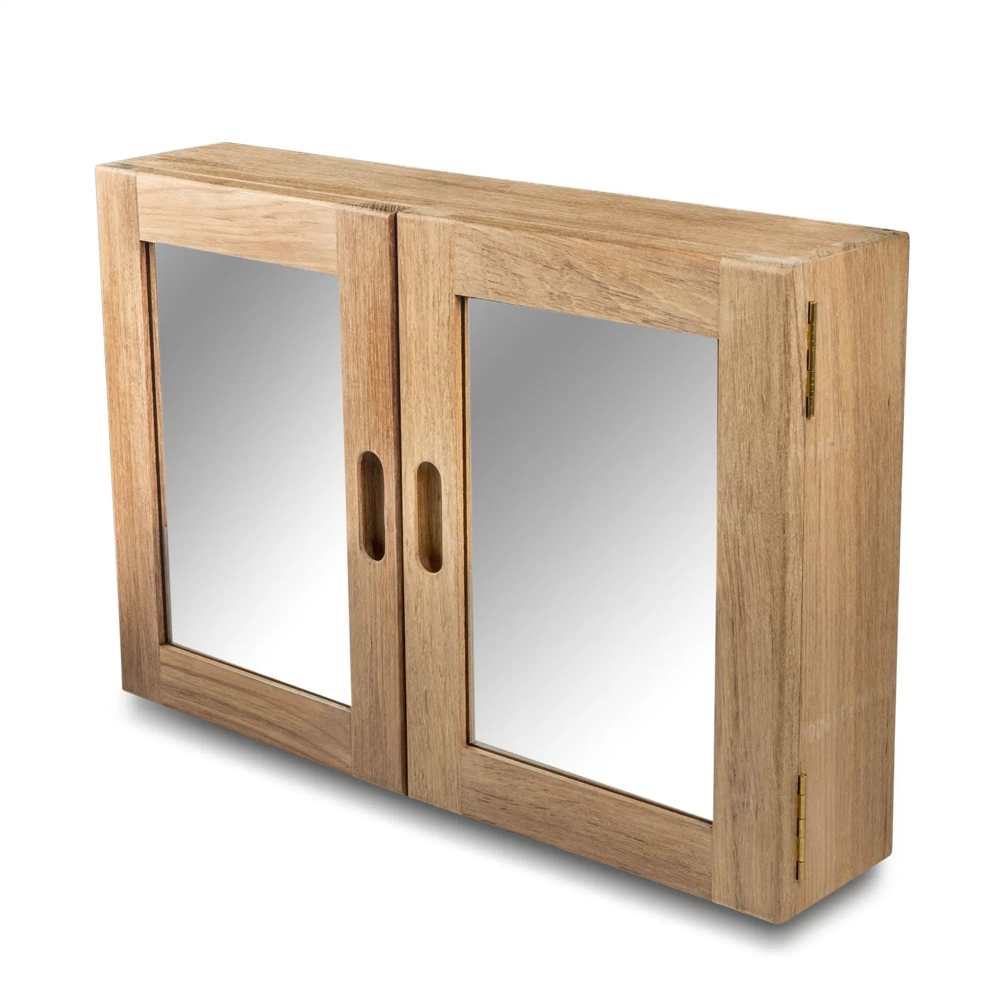 Traditional Solid Teak Double Door Mirrored Medicine Cabinet Homeroots Bed & Bath