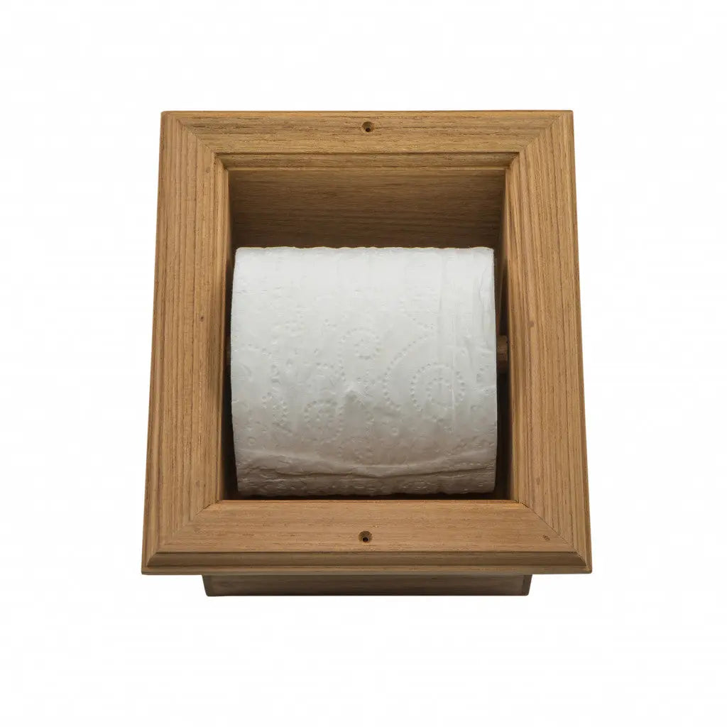 Traditional Solid Teak Recessed Wall Mount Toilet Paper Holder Homeroots Bed & Bath