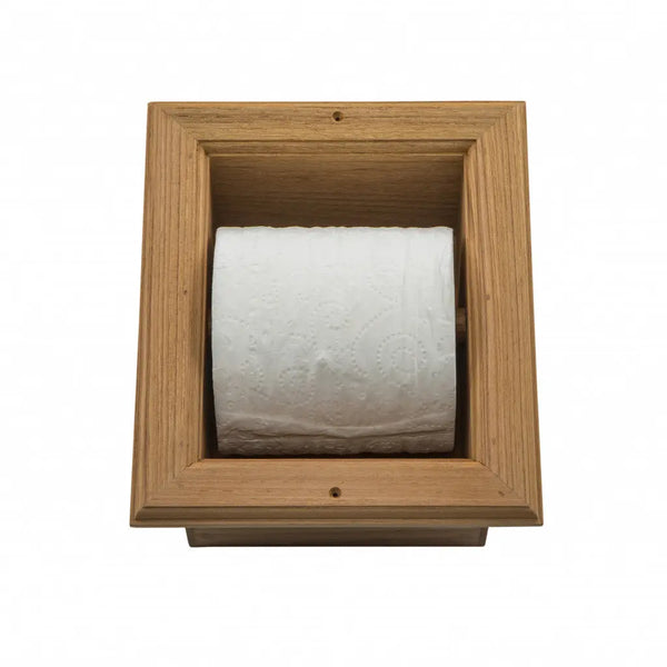 Traditional Solid Teak Recessed Wall Mount Toilet Paper Holder Homeroots Bed & Bath