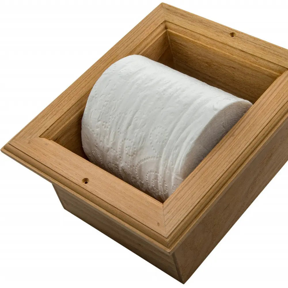 Traditional Solid Teak Recessed Wall Mount Toilet Paper Holder Homeroots Bed & Bath