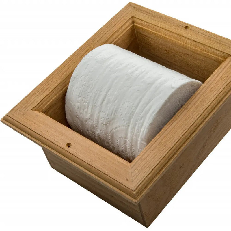Traditional Solid Teak Recessed Wall Mount Toilet Paper Holder Homeroots Bed & Bath