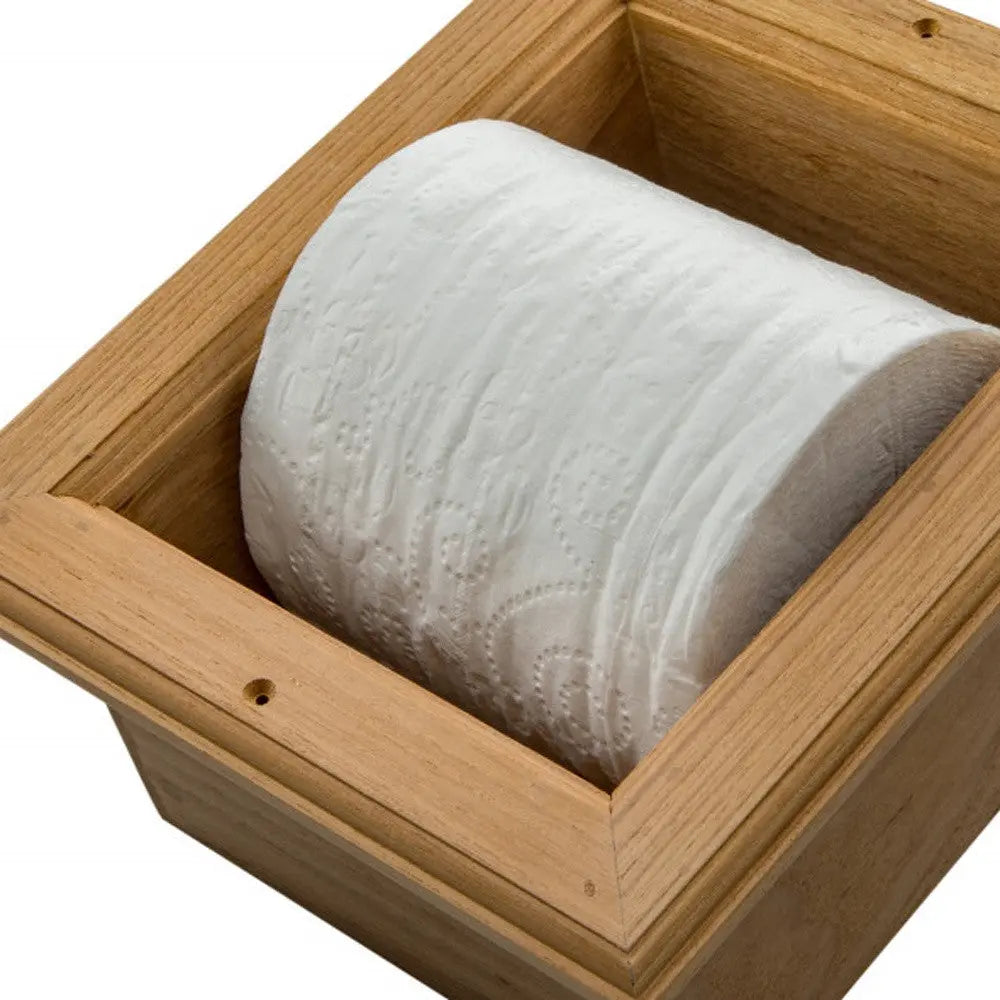 Traditional Solid Teak Recessed Wall Mount Toilet Paper Holder Homeroots Bed & Bath