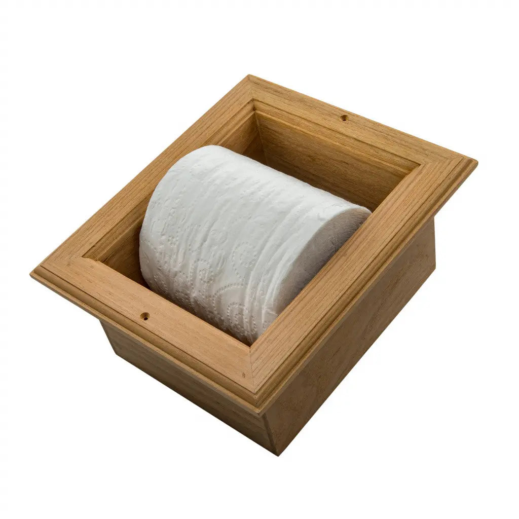Traditional Solid Teak Recessed Wall Mount Toilet Paper Holder Homeroots Bed & Bath