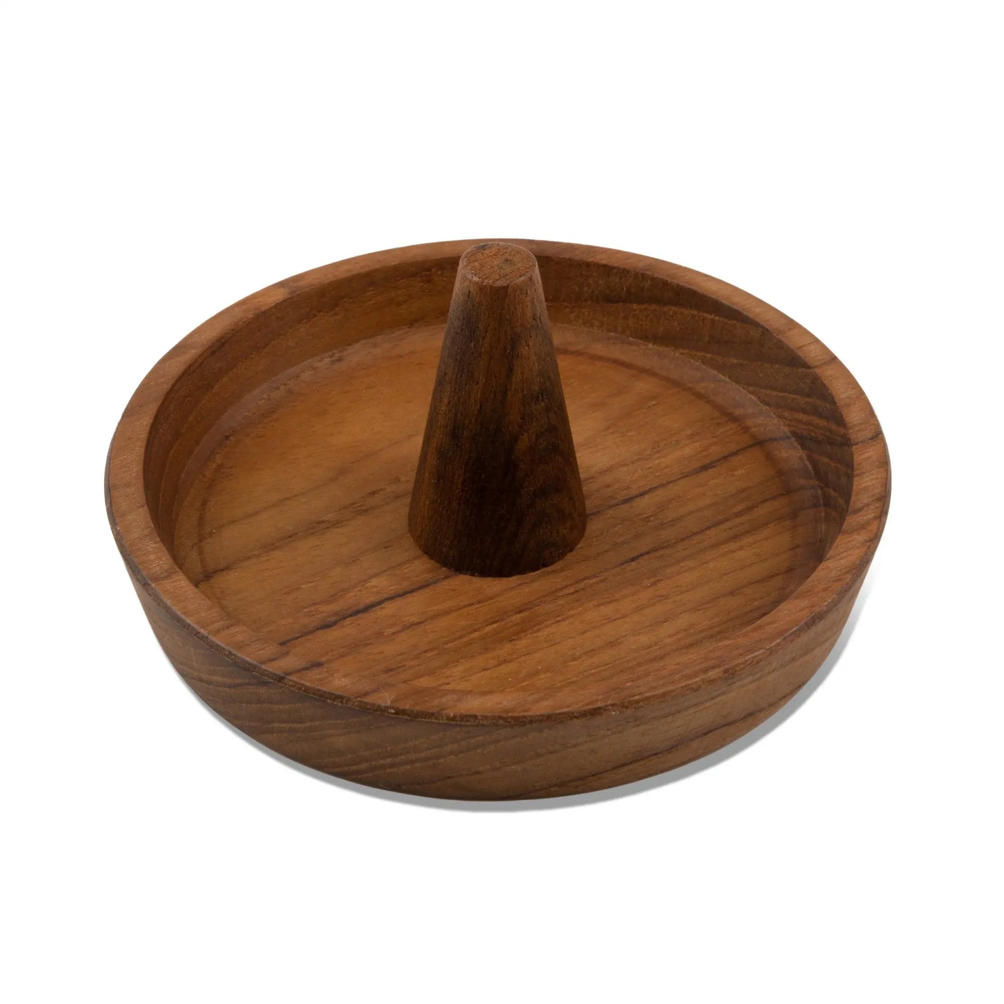 Traditional Solid Teak Ring Cone Jewelry Dish Homeroots Bed & Bath