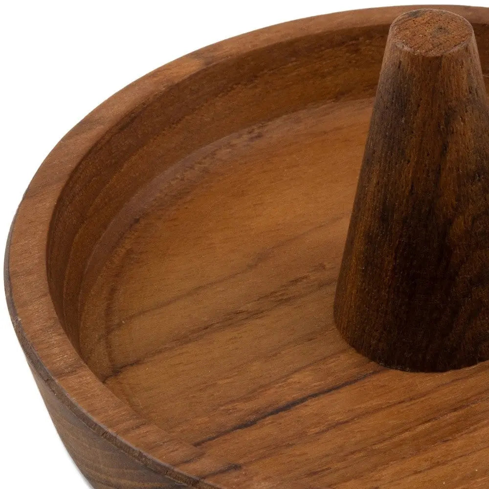 Traditional Solid Teak Ring Cone Jewelry Dish Homeroots Bed & Bath