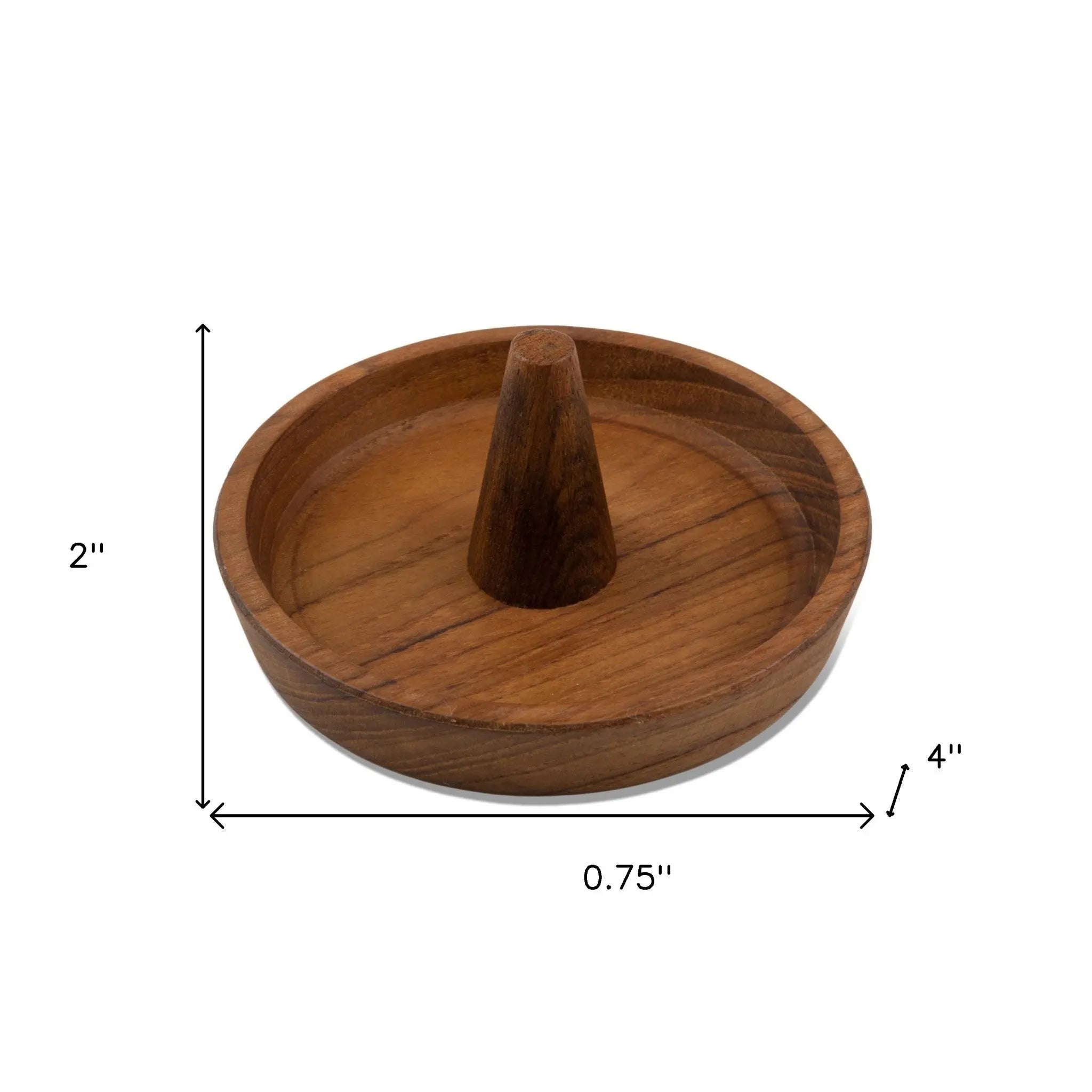Traditional Solid Teak Ring Cone Jewelry Dish Homeroots Bed & Bath