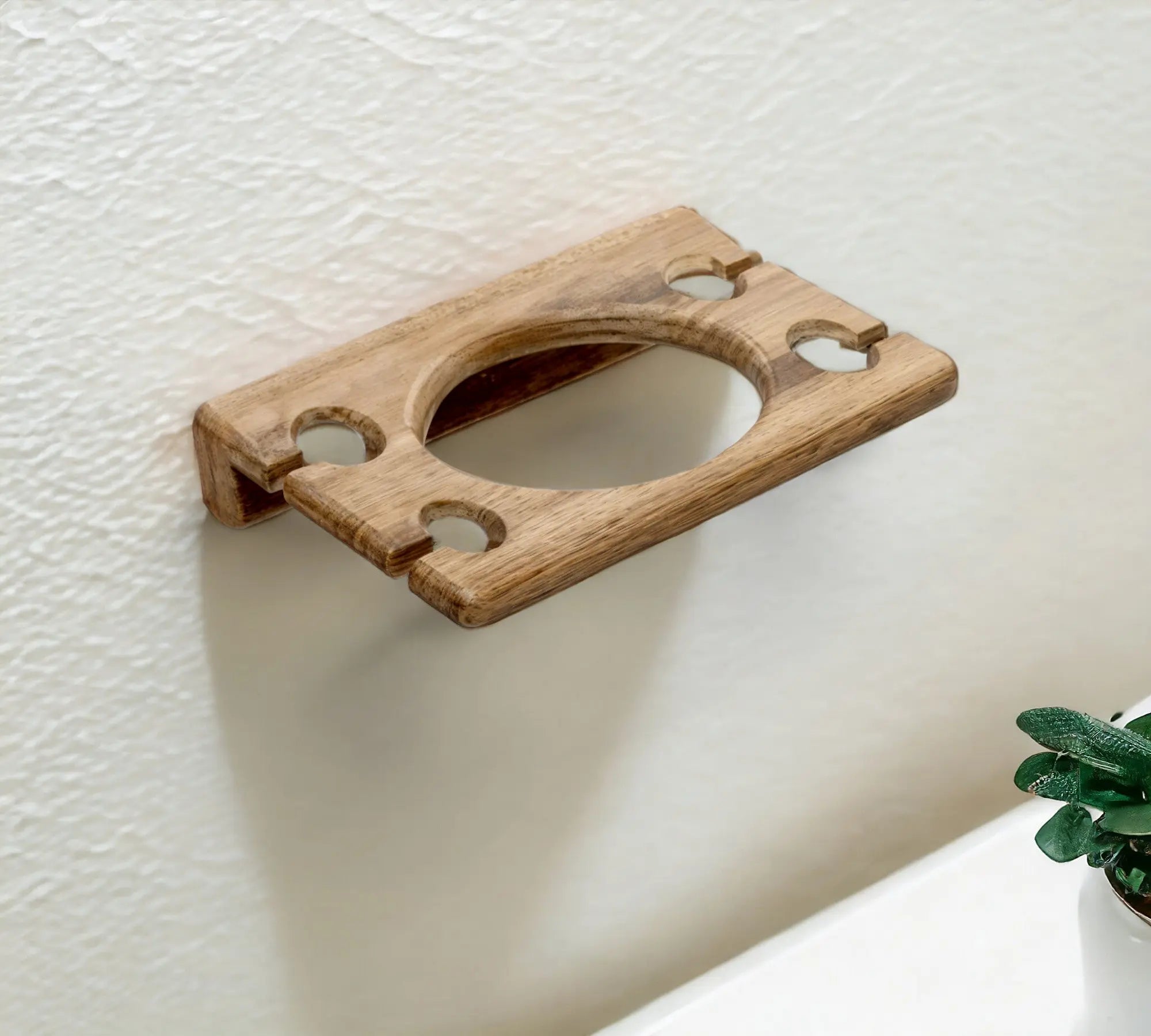 Traditional Solid Teak Wall Mount Cup and Toothbrush Holder Homeroots Bed & Bath