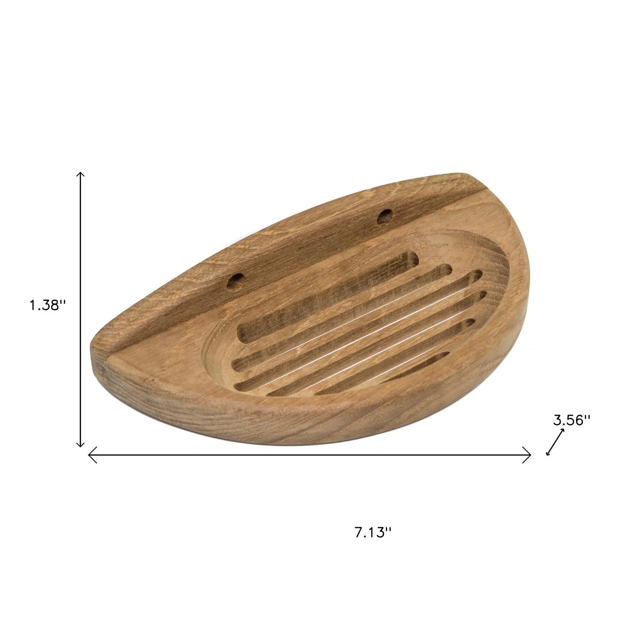 Traditional Solid Teak Wall Mount Oval Soap Dish Homeroots Bed & Bath