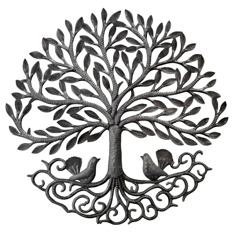 Tree with 2 Birds on the Ground Le Primitif Galleries