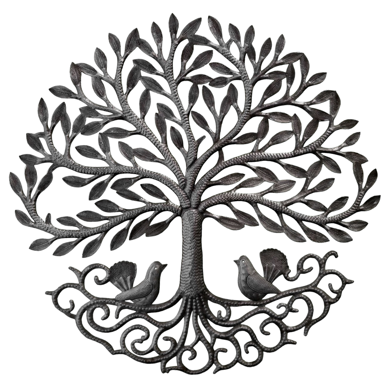 Tree with 2 Birds on the Ground Le Primitif Galleries
