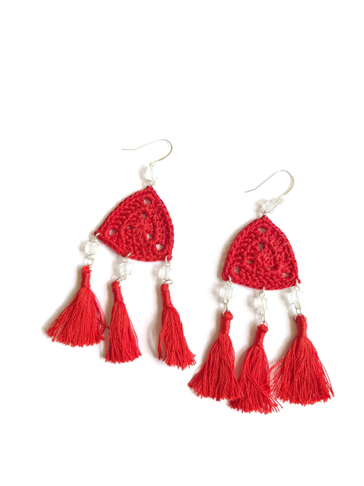 Triple Tassel Earrings Sysaic Knotz