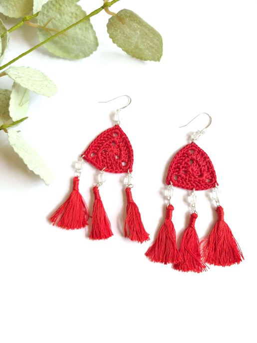 Triple Tassel Earrings Sysaic Knotz