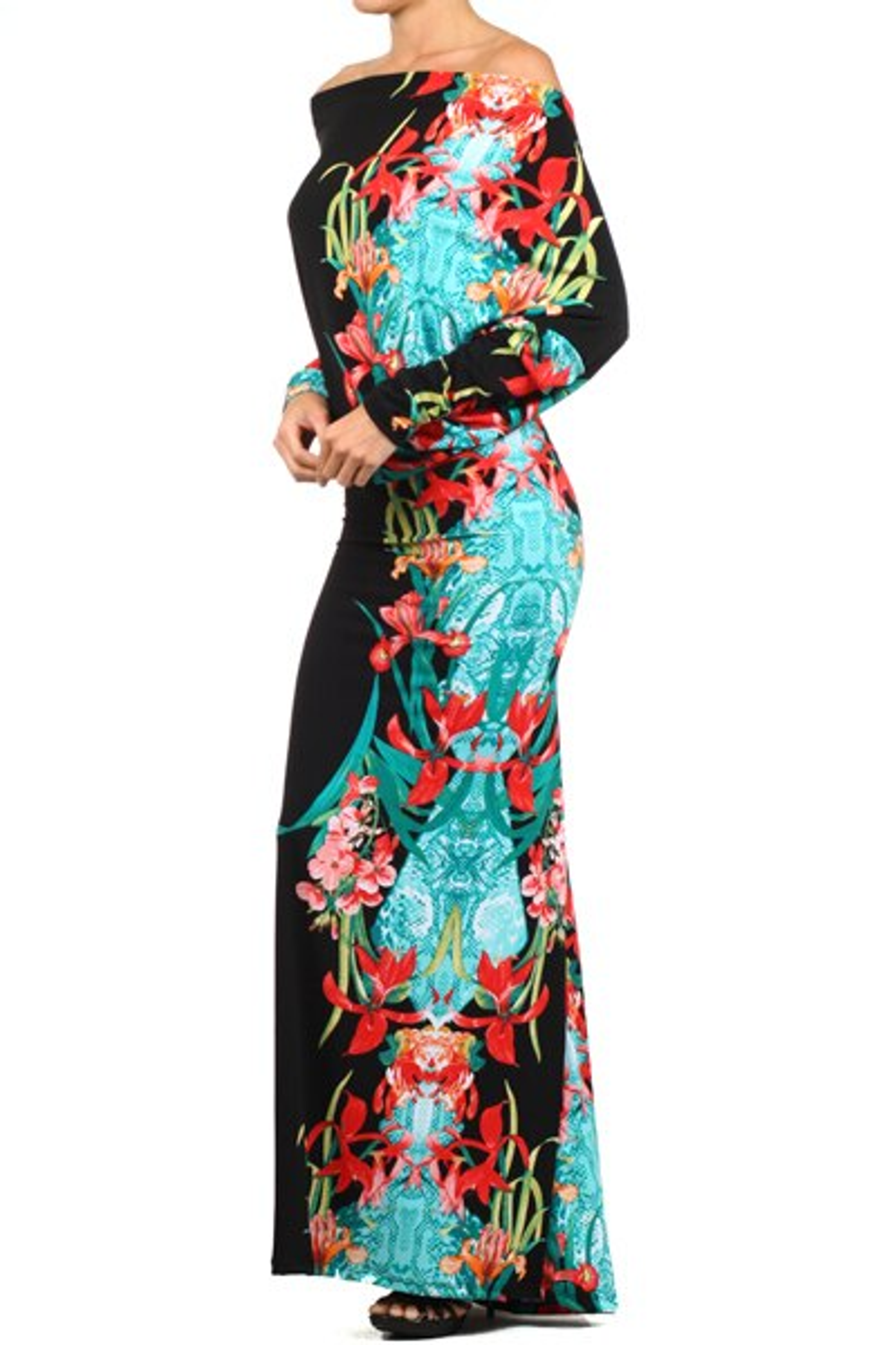 Tropical Print Dolman Maxi Dress SurelyMine