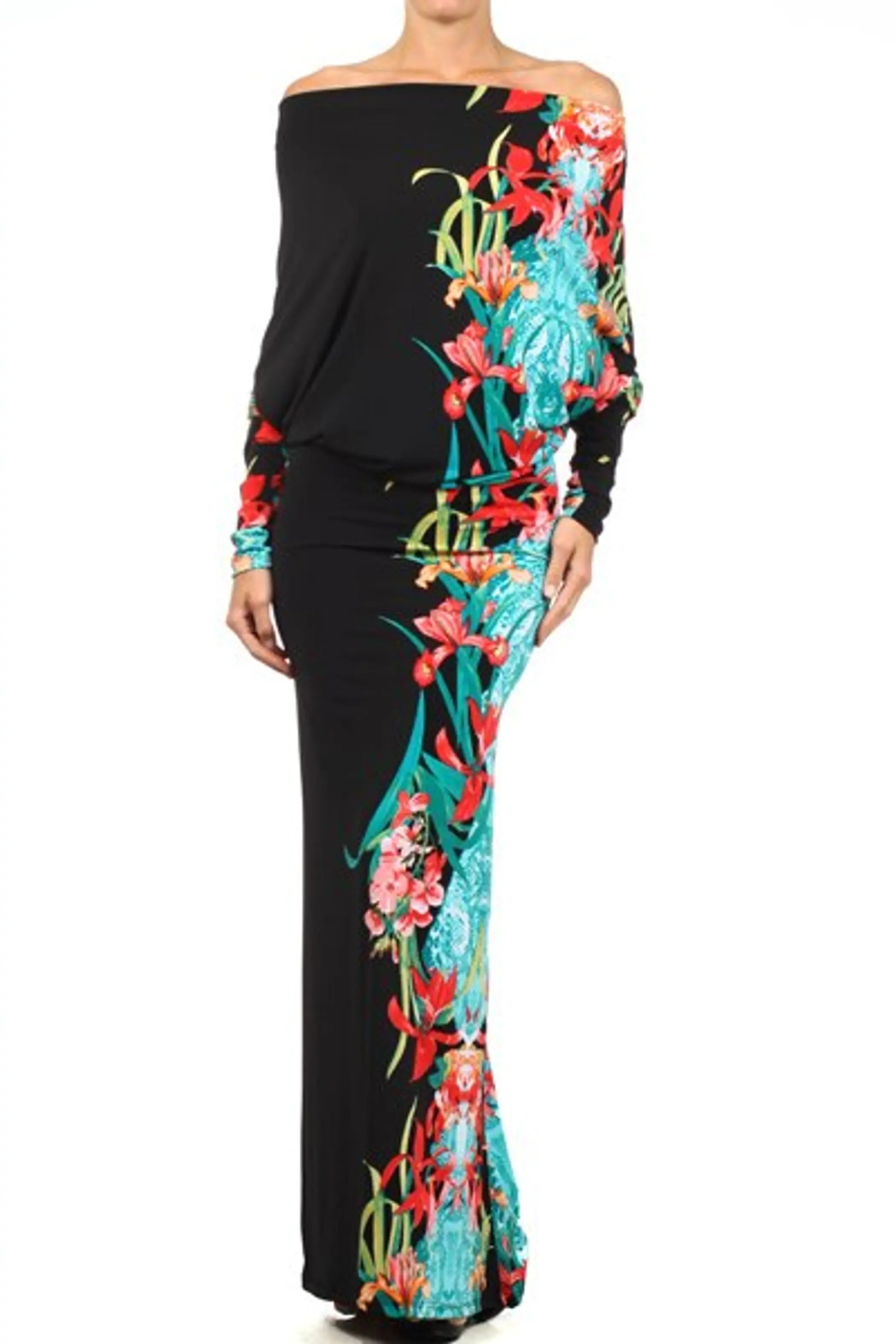 Tropical Print Dolman Maxi Dress SurelyMine