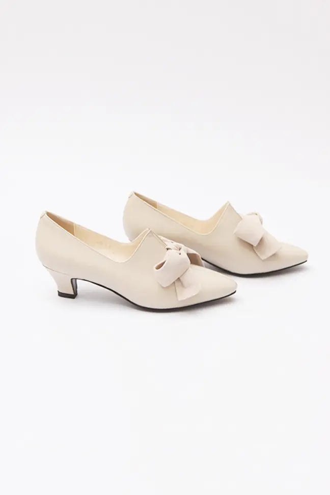 Truble Maaker | Leather Bow Mid-heel Pumps Fangyan