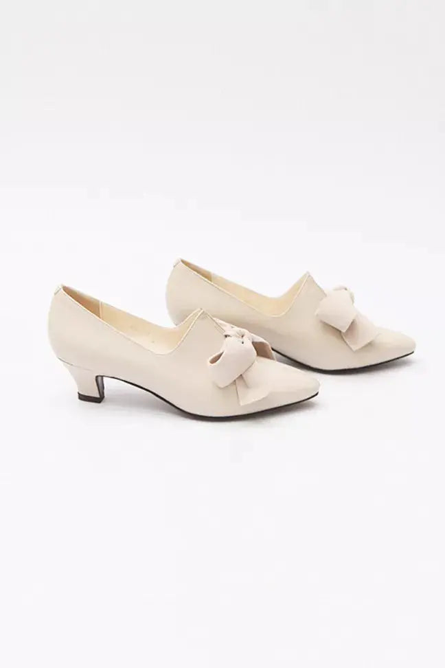 Truble Maaker | Leather Bow Mid-heel Pumps Fangyan