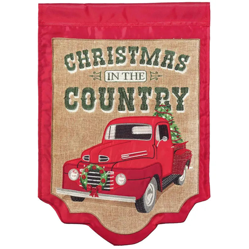 Truck Christmas In Country Flag Burlap Dicksons Inc