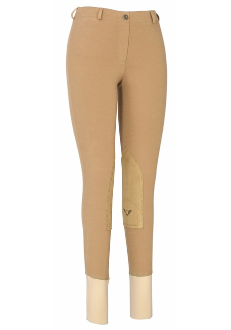 TuffRider Ladies Cotton Lowrise Pull-On Knee Patch Breeches JPC Equestrian