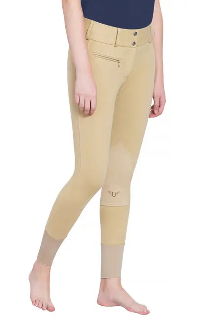 TuffRider Ladies Cotton Lowrise Wide Waistband Knee Patch Breeches JPC Equestrian