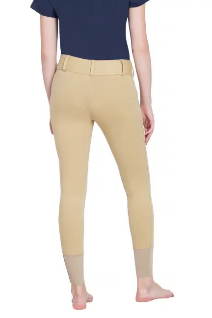 TuffRider Ladies Cotton Lowrise Wide Waistband Knee Patch Breeches JPC Equestrian