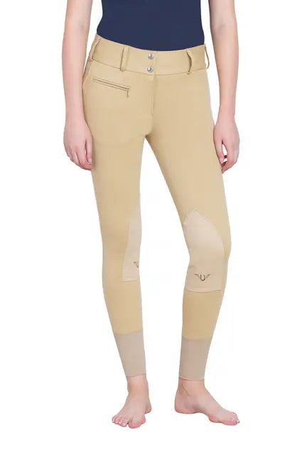 TuffRider Ladies Cotton Lowrise Wide Waistband Knee Patch Breeches JPC Equestrian