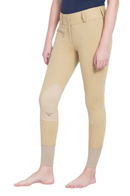 TuffRider Ladies Cotton Lowrise Wide Waistband Knee Patch Breeches JPC Equestrian