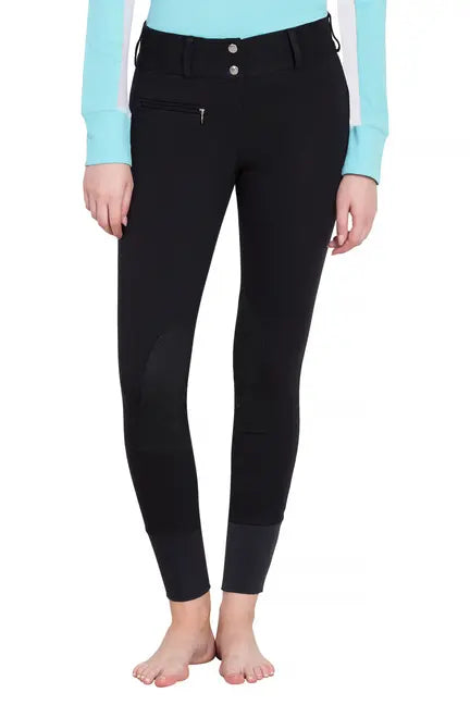 TuffRider Ladies Ribb Lowrise Wide Waistband Knee Patch Breeches JPC Equestrian