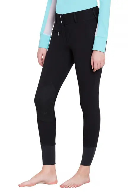 TuffRider Ladies Ribb Lowrise Wide Waistband Knee Patch Breeches JPC Equestrian