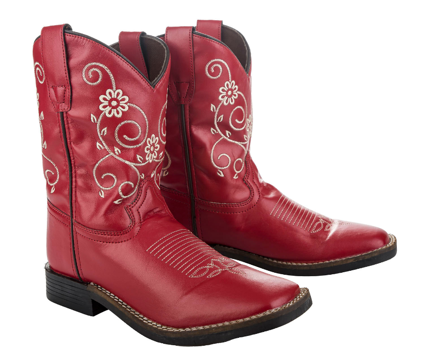 TuffRider Youth Fire Red Floral Western Boot JPC Equestrian