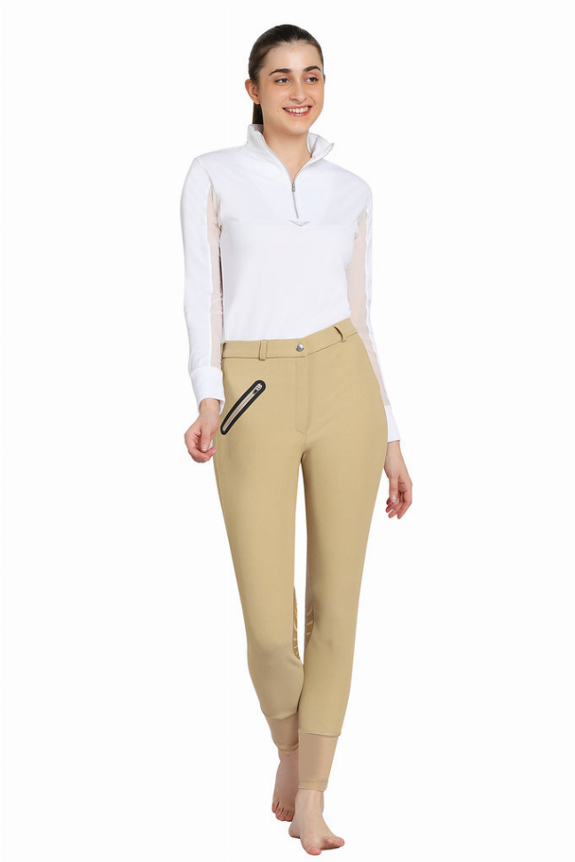 Tuffrider Tiffany Ribbed Breech With Silicone Knee Patch JPC Equestrian